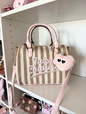 Juicy Couture “Free To Be Juicy” Pink Stripe Satchel Bag